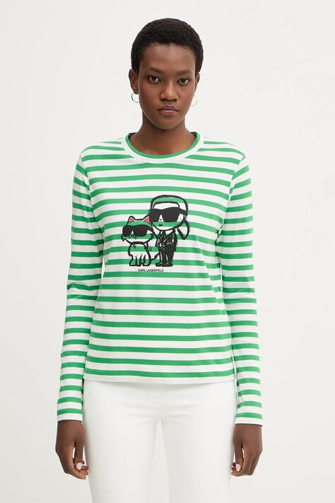 Bavlněné tričko s dlouhým rukávem Karl Lagerfeld IKON černá barva, A1W17137