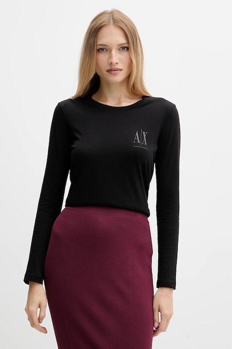 Хлопковый лонгслив Armani Exchange цвет чёрный XW001450 AF10356