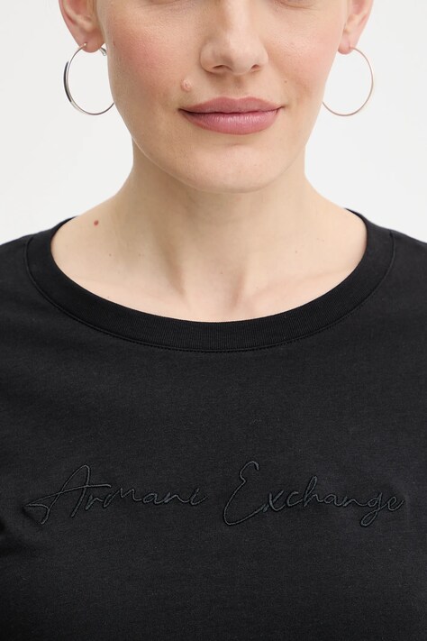 Бавовняний лонгслів Armani Exchange — AA00-BUD083, чорний — фото 5