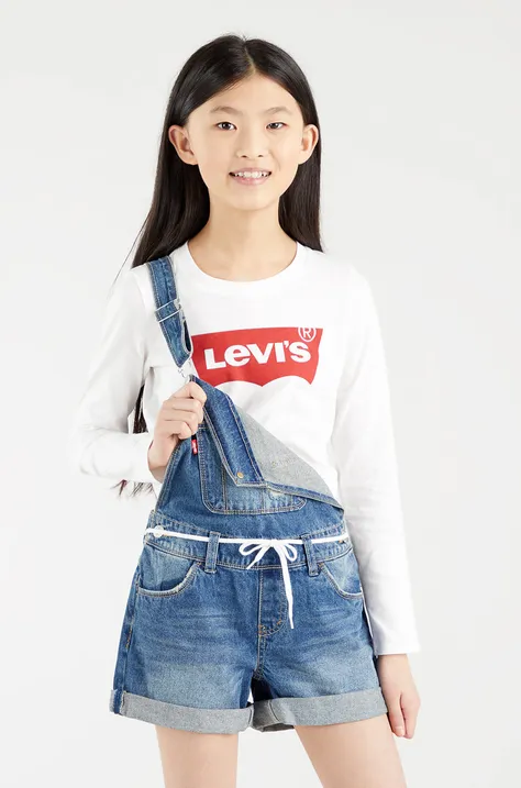 Detské tričko s dlhým rukávom Levi's biela farba