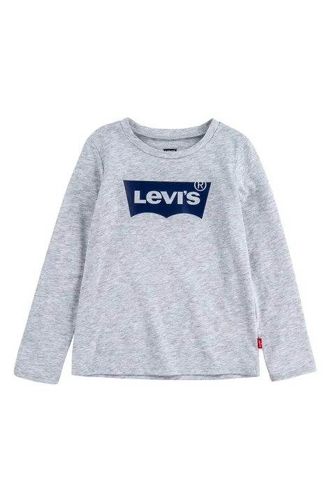 Dječja majica dugih rukava Levi's boja: siva