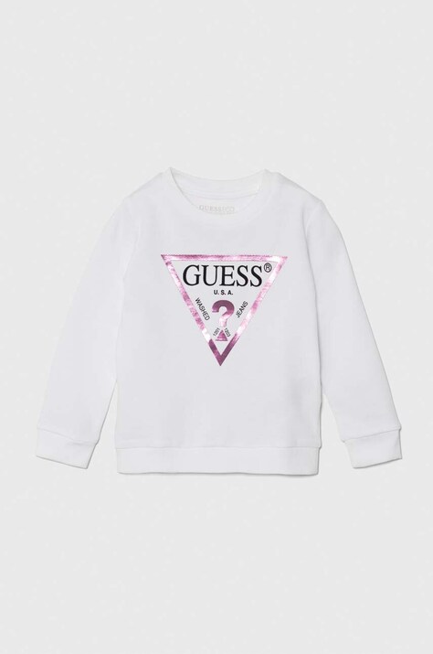 Guess hanorac de bumbac pentru copii culoarea alb, cu imprimeu, K74Q12 KAUG0
