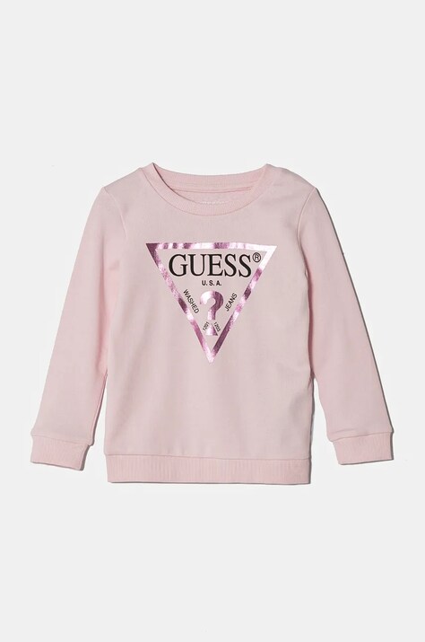 Guess hanorac de bumbac pentru copii culoarea roz, cu imprimeu, K74Q12 KAUG0