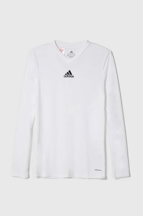 Dětské tričko s dlouhým rukávem adidas bílá barva
