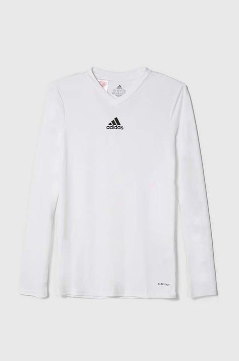 Dětské tričko s dlouhým rukávem adidas bílá barva