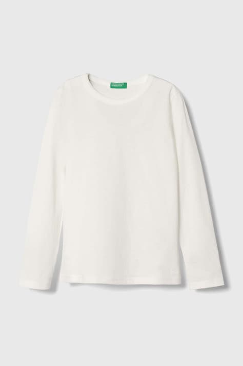 United Colors of Benetton Detská bavlnená košeľa s dlhým rukávom United Colors of Benetton béžová farba, jednofarebná