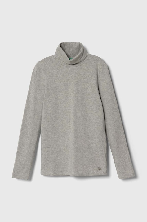 United Colors of Benetton longsleeve copii culoarea gri, neted