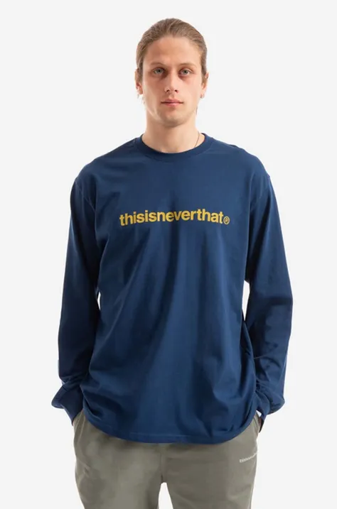 Pamučna majica dugih rukava thisisneverthat T-Logo L/S Tee boja: tamno plava, s tiskom, TN220TTSLT01-WHITE