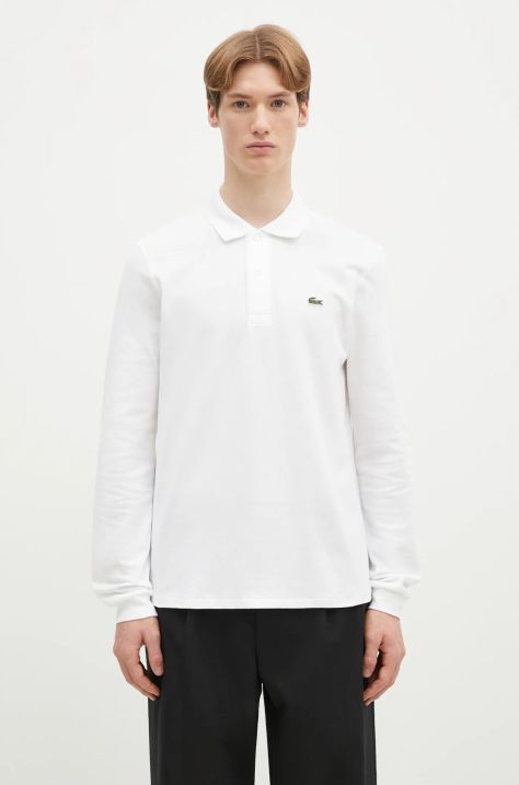 Lacoste longsleeve bawełniany L1312 001 kolor biały gładki L1312.001-001