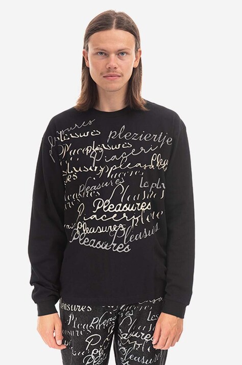 PLEASURES longsleeve shirt Shatter Long men's black color Pleasures Shatter Long Sleeve Shirt P22F022-BLACK