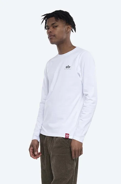 Alpha Industries longsleeve bawełniany kolor biały z nadrukiem 116571.09-BIALY