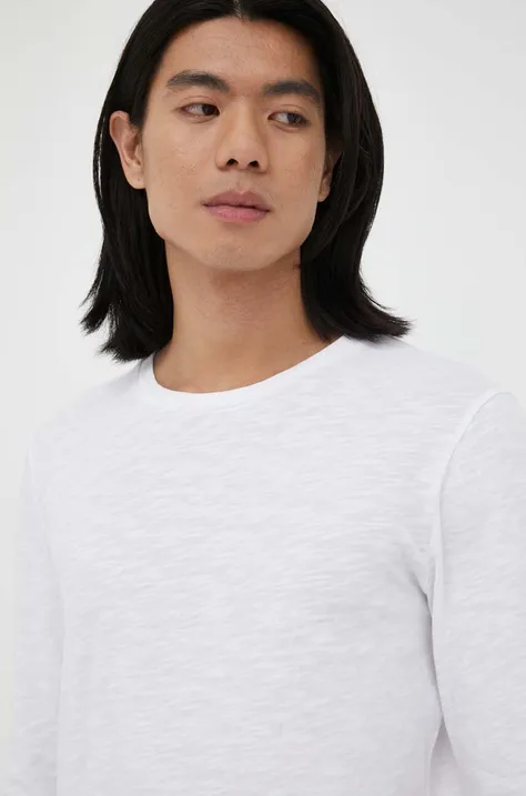 Bavlnené tričko s dlhým rukávom American Vintage T-SHIRT ML COL ROND biela farba, jednofarebný, MBYSA18
