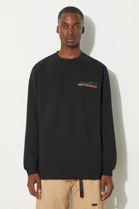 Wood Wood longsleeve bawełniany kolor czarny z nadrukiem 12315403.2106-BLACK