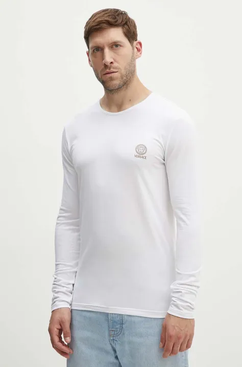 Tričko s dlouhým rukávem Versace bílá barva, s potiskem