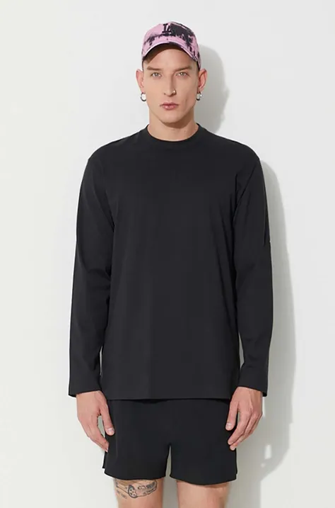 Памучна блуза с дълги ръкави adidas Originals Y-3 в черно с изчистен дизайн