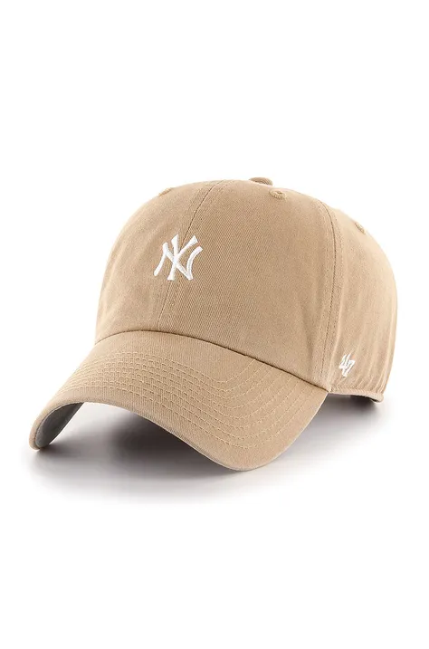 Čiapka 47brand New York Yankees béžová farba, s nášivkou