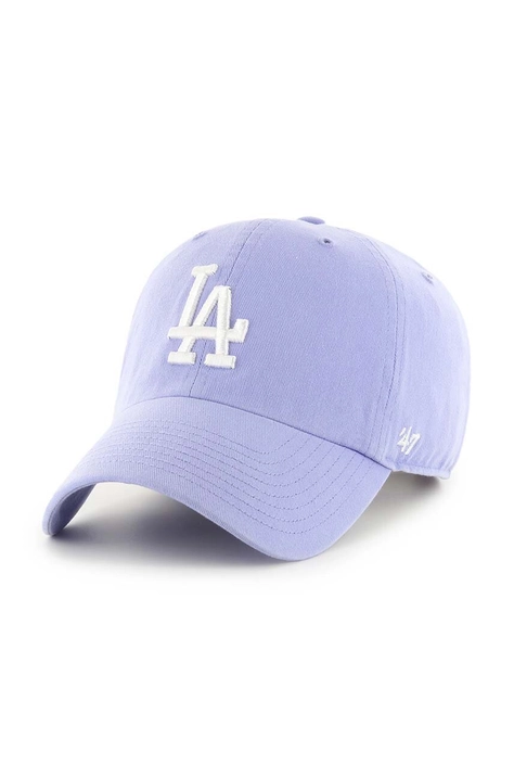 Бавовняна бейсболка 47brand MLB Los Angeles Dodgers колір фіолетовий з аплікацією