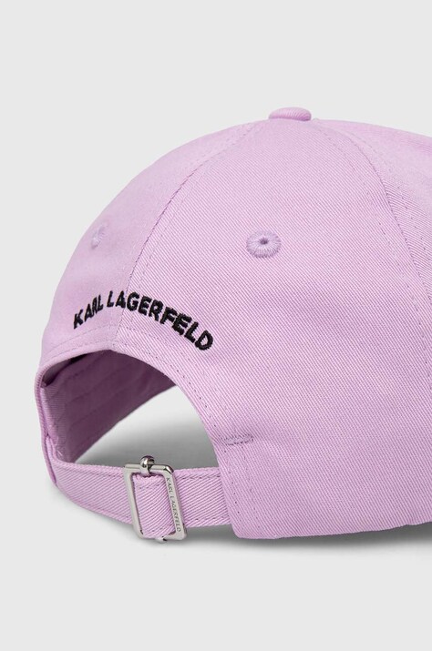 Бавовняна бейсболка Karl Lagerfeld — AA00-CAD0G9, фіолетовий — фото 3