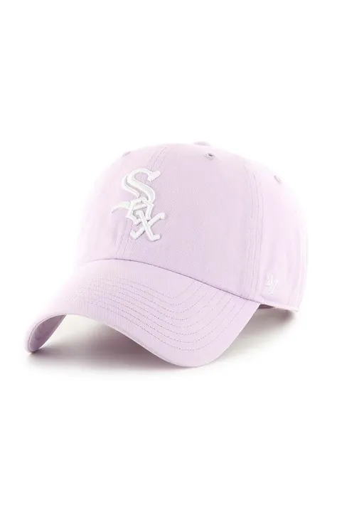 Памучна шапка с козирка 47 brand MLB Chicago White Sox в лилаво с апликация B-NLRGW06GWS-YX