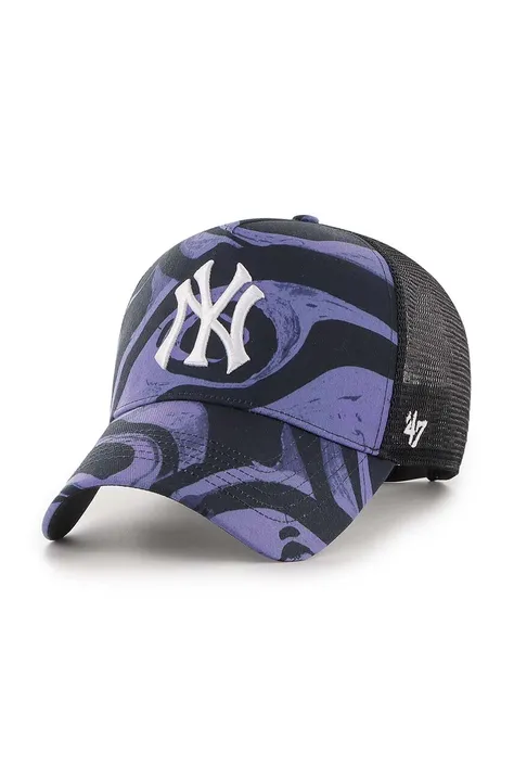 47 brand czapka z daszkiem MLB New York Yankees kolor fioletowy wzorzysta B-ENLDT17PTP-PP