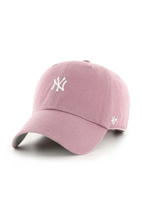 Bavlněná baseballová čepice 47 brand MLB New York Yankees růžová barva, s aplikací, B-BSRNR17GWS-QC