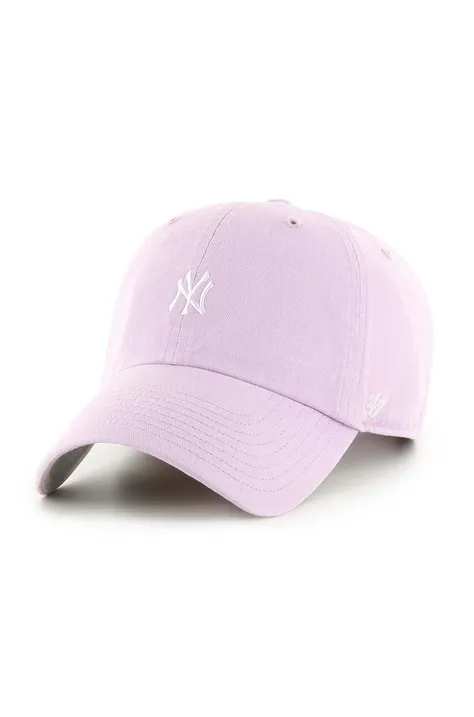 Bavlněná baseballová čepice 47 brand MLB New York Yankees fialová barva, s aplikací, B-BSRNR17GWS-YX