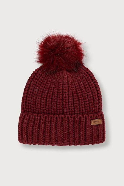 Barbour Czapka z pomponem damska bordowa LHA0336