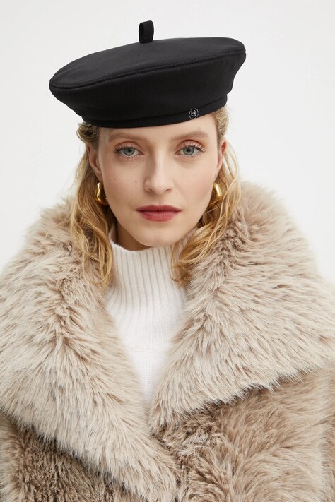 Вълнена барета Ruslan Baginskiy в черно от вълна BRT033-WA-PT