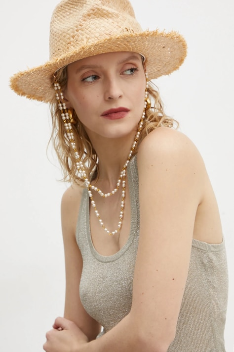 Καπέλο Ruslan Baginskiy 0 χρώμα: μπεζ, FDR036-STR-PRL-2CHA-SRB