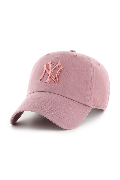 Bavlněná baseballová čepice 47 brand MLB New York Yankees růžová barva, B-RGW17GWS-QC