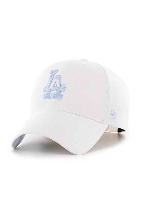 Хлопковая кепка 47 brand MLB LA Dodgers цвет белый с аппликацией B-ITCMP12CTP-WH