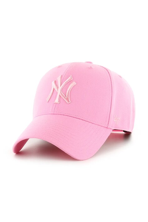 47 brand czapka z daszkiem z dodatkiem wełny MLB New York Yankees kolor różowy B-MVPSP17WBP-RSB