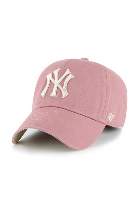 47 brand czapka z daszkiem bawełniana MLB New York Yankees kolor różowy B-BLPRK17GWS-QCD