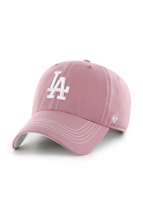47 brand czapka z daszkiem bawełniana MLB Los Angeles Dodgers kolor różowy B-CONCU12GWS-QC