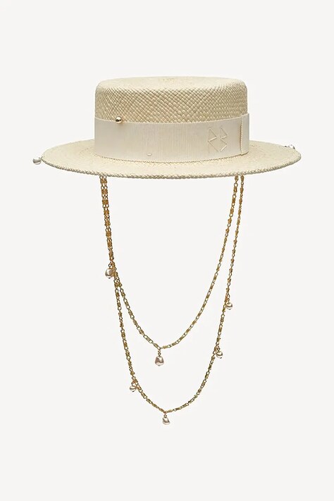 Klobúk Ruslan Baginskiy Boater Hat biela farba, CNT035-STR-PRS-2CHA