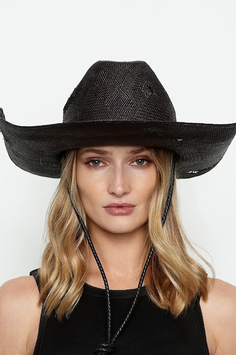 Šešir Ruslan Baginskiy Ruslan Baginskiy Cowboy Hat with Leather Trim boja: crna, CWB033-STR-PRV-LBR-13P-SRB