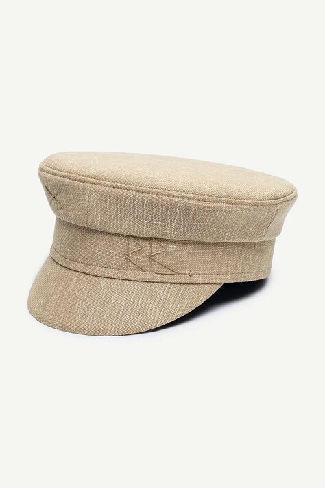 RUSLAN BAGINSKIY czapka damska z dodatkiem wełny Ruslan Baginskiy Logo-embroidered Baker Boy Cap beżowa KPC036-LNPW