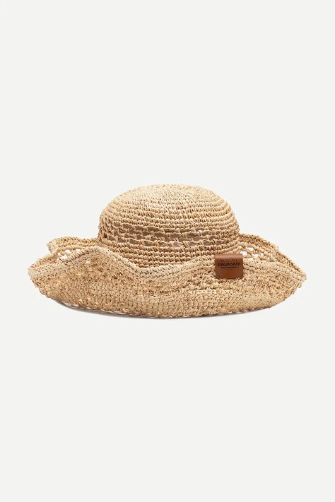 RUSLAN BAGINSKIY kapelusz słomkowy damski Bucket Hat beżowy BCT036-STR-KN-DRK-FLTL
