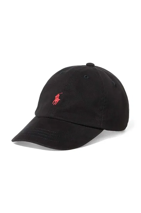 Otroška bombažna bejzbolska kapa Polo Ralph Lauren črna barva