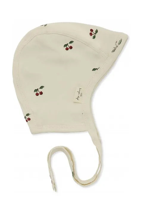 Бавовняна шапка для немовля Konges Sløjd колір бежевий з тонкого трикотажу з бавовни