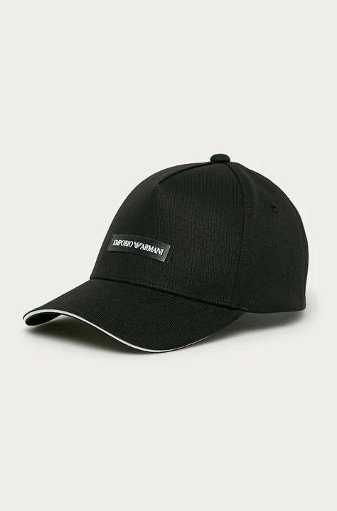 Хлопковая кепка Emporio Armani цвет чёрный с аппликацией
