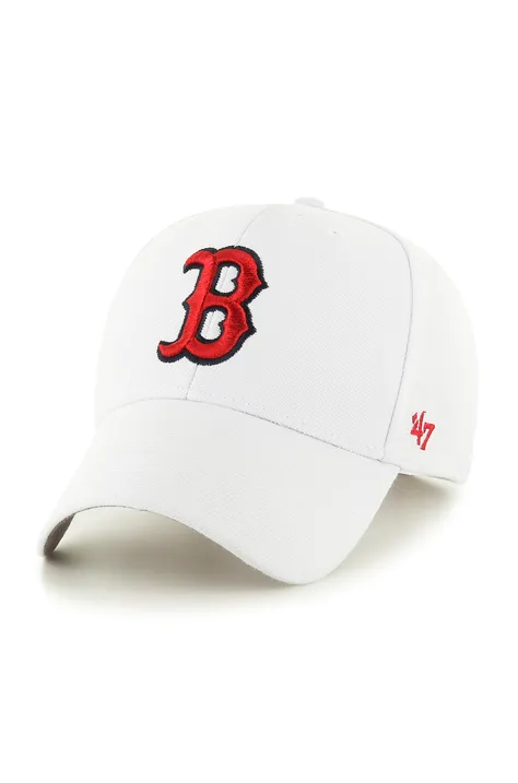 Čiapka 47brand MLB Boston Red Sox biela farba, s nášivkou, B-MVP02WBV-WH