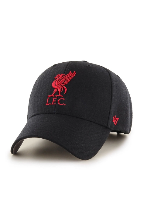 Čiapka 47brand Liverpool FC čierna farba, s nášivkou,  EPL-MVP04WBV-BKA