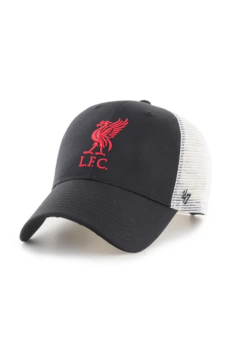 Шапка с козирка 47 brand EPL Liverpool FC в черно с апликация  EPL-BRANS04CTP-BK