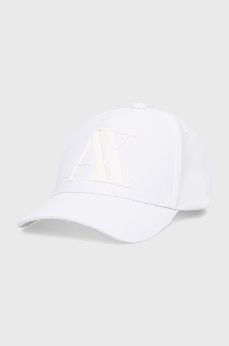 Čiapka Armani Exchange biela farba, s nášivkou