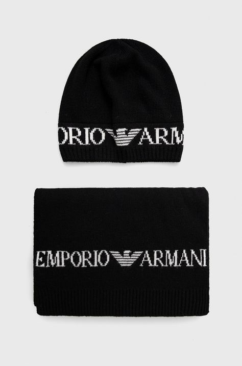 Emporio Armani czapka i szalik z domieszką wełny