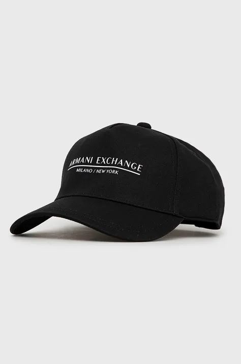Бавовняна кепка Armani Exchange колір чорний з принтом