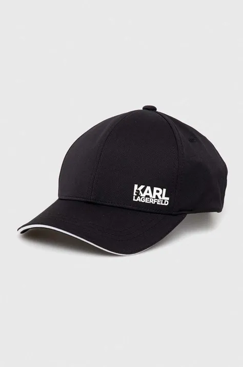 Karl Lagerfeld czapka z daszkiem kolor czarny gładka