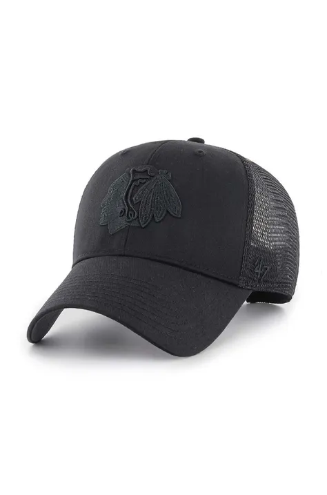 47brand șapcă NHL Chicago Blackhawks culoarea negru, cu imprimeu  H-BRANS04CTP-BKC