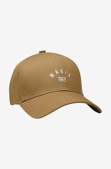 Makia czapka z daszkiem bawełniana Brand Cap kolor brązowy z aplikacją Brand Cap U82071 690 U82071-690